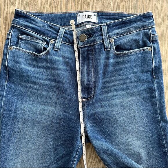 PAIGE | HOXTON SLIM CROP High-Rise Jeans w/Chopped Fray Hem In "CROATIA", Sz 27 - Picture 4 of 9